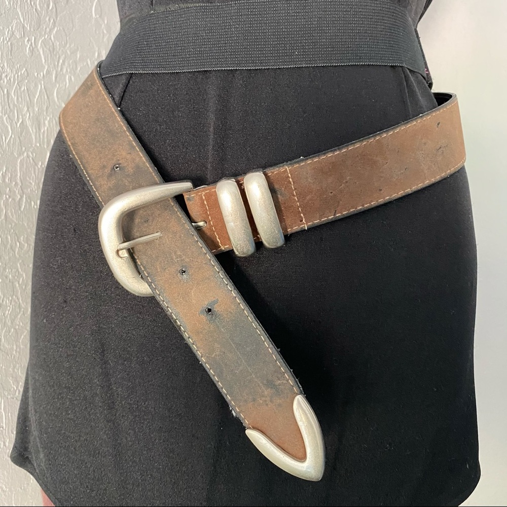Distressed Brown Faux Leather Belt